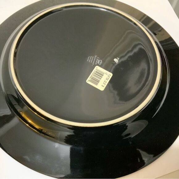 CROWN STONEWARE THAILAND  BLACK PLATTERS 12.5” SET OF 2 microwave oven safe - Picture 6 of 6